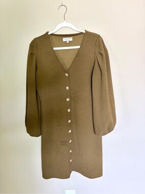Madewell Olive Button-Front Dress